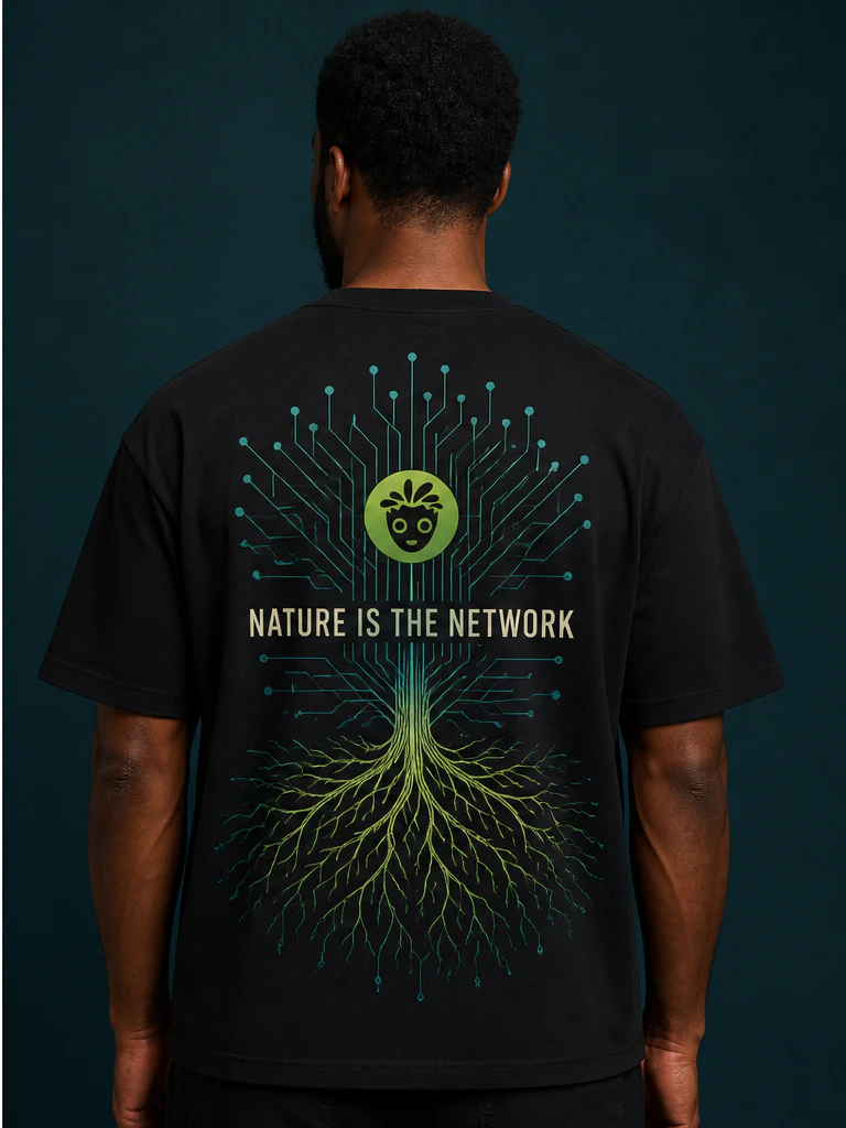 Rootwave Protocol Organic Tee on-model product photograph, back view