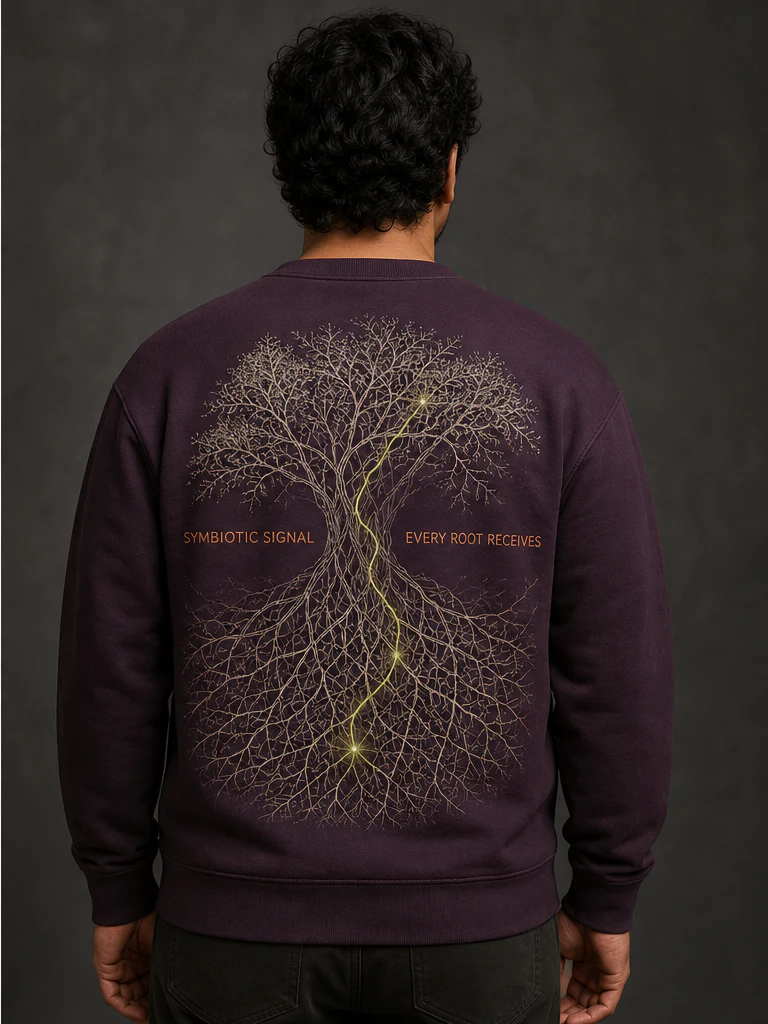 Symbiotic Signal Organic Raglan Sweatshirt product preview, back view
