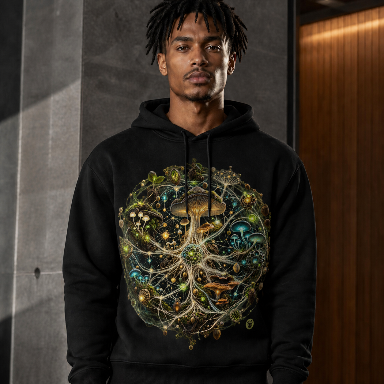 Mycelium Mainframe Eco Hoodie production preview